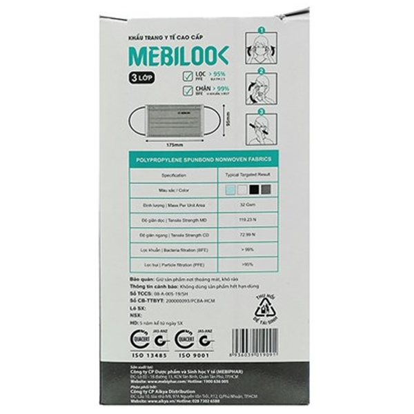 Khẩu Trang 3 Lớp Mebilook (40 Cái/ Hộp)