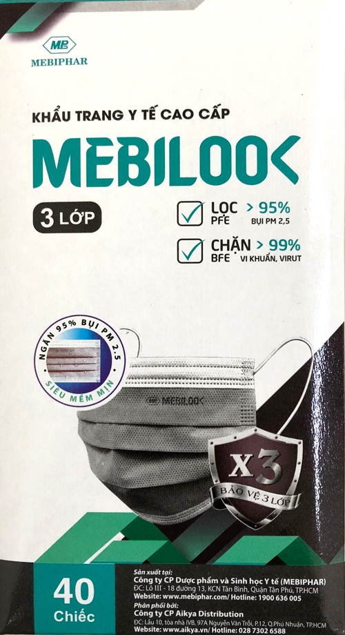 Khẩu Trang 3 Lớp Mebilook (40 Cái/ Hộp)