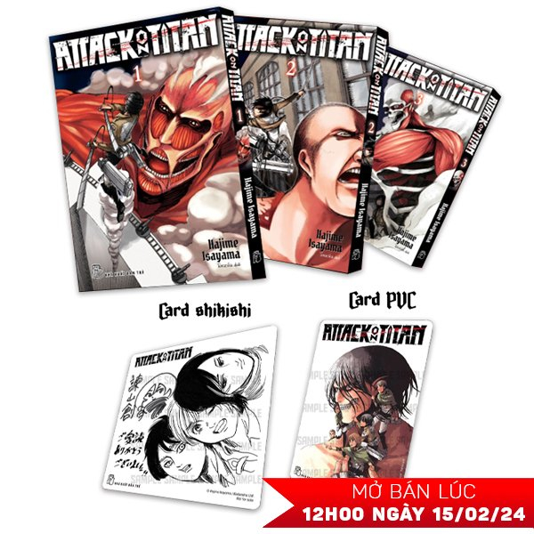 Bộ Manga - Attack On Titan: Tập 1 - 3 (Bộ 3 Tập) - Tặng Kèm Card PVC + Card Shikishi